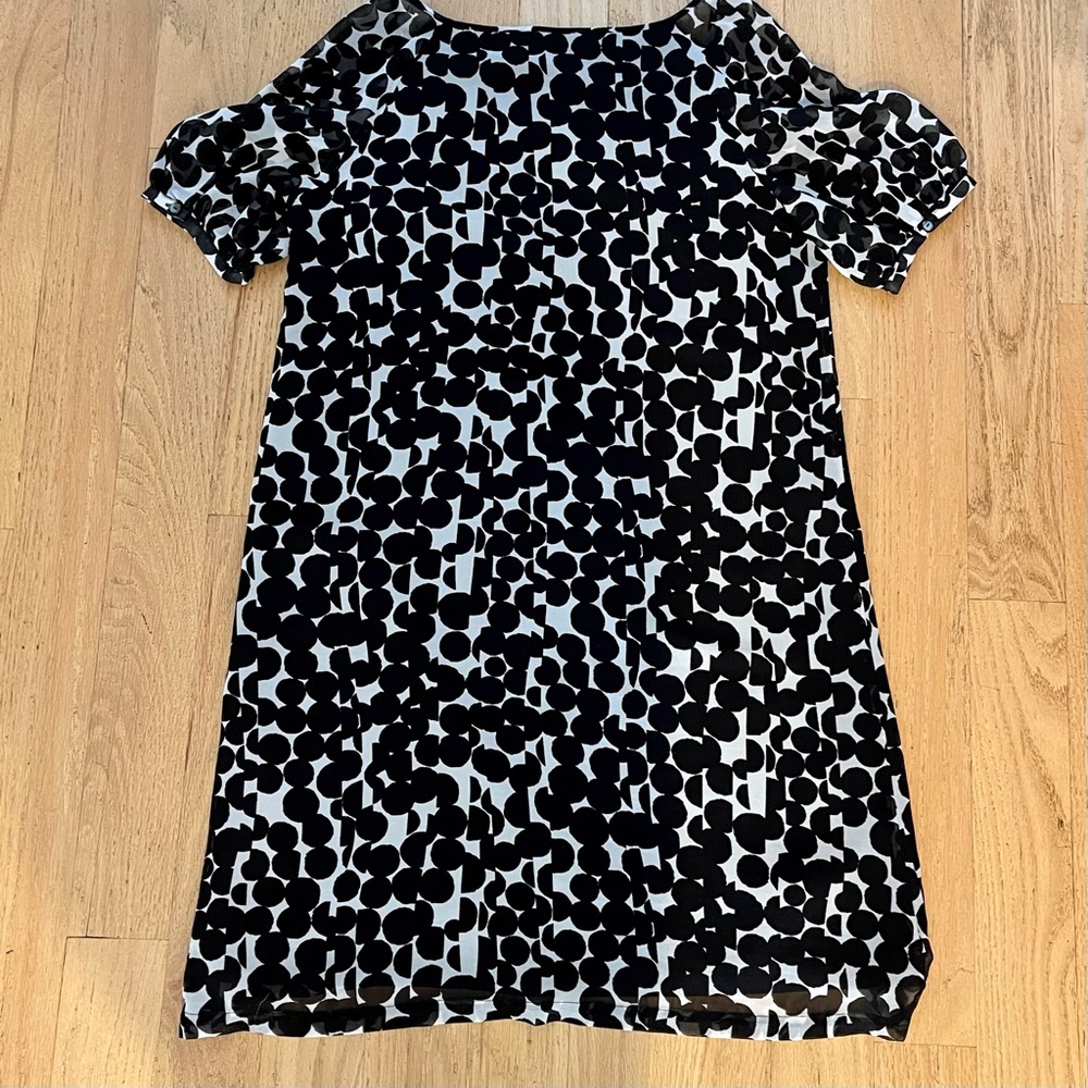 Uniqlo Circles Black & White Chiffon Dress, sz M - Picture 7 of 11